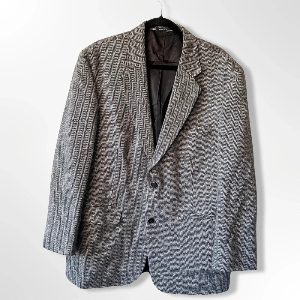 Land’s End Pure  Wool Herringbone Tweed Blazer